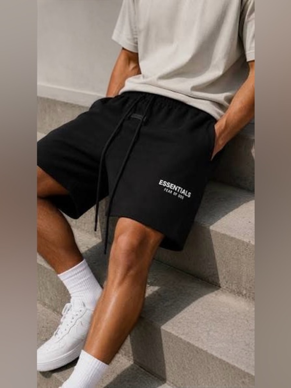 Fear of God Essentials Classic Fleece Sweat Shorts Black Size L NWOT